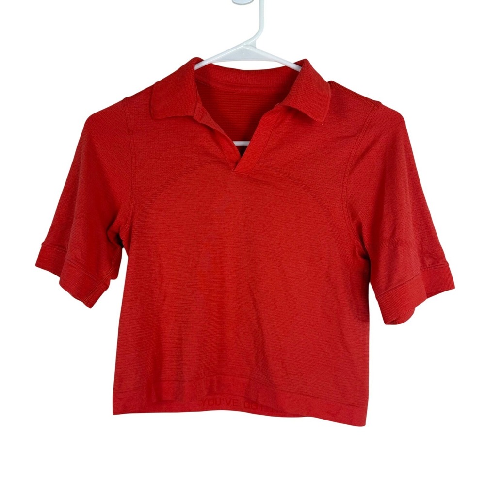 Lululemon Swiftly Tech Relaxed Fit Hot Heat Red Glow Cropped Polo Shirt Size 0